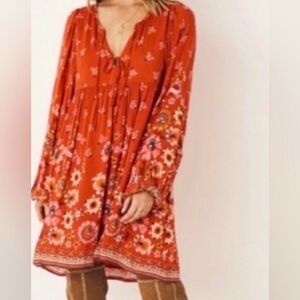 Spell Vintage Joni Tunic Dress -campfire  S Floral Tunic Dress